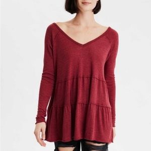 American Eagle Red Tiered Tunic